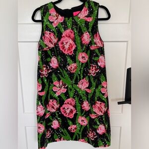 Axlee Sequin Shift Dress.  Size 4.  Onyx Party Petals Sequin.